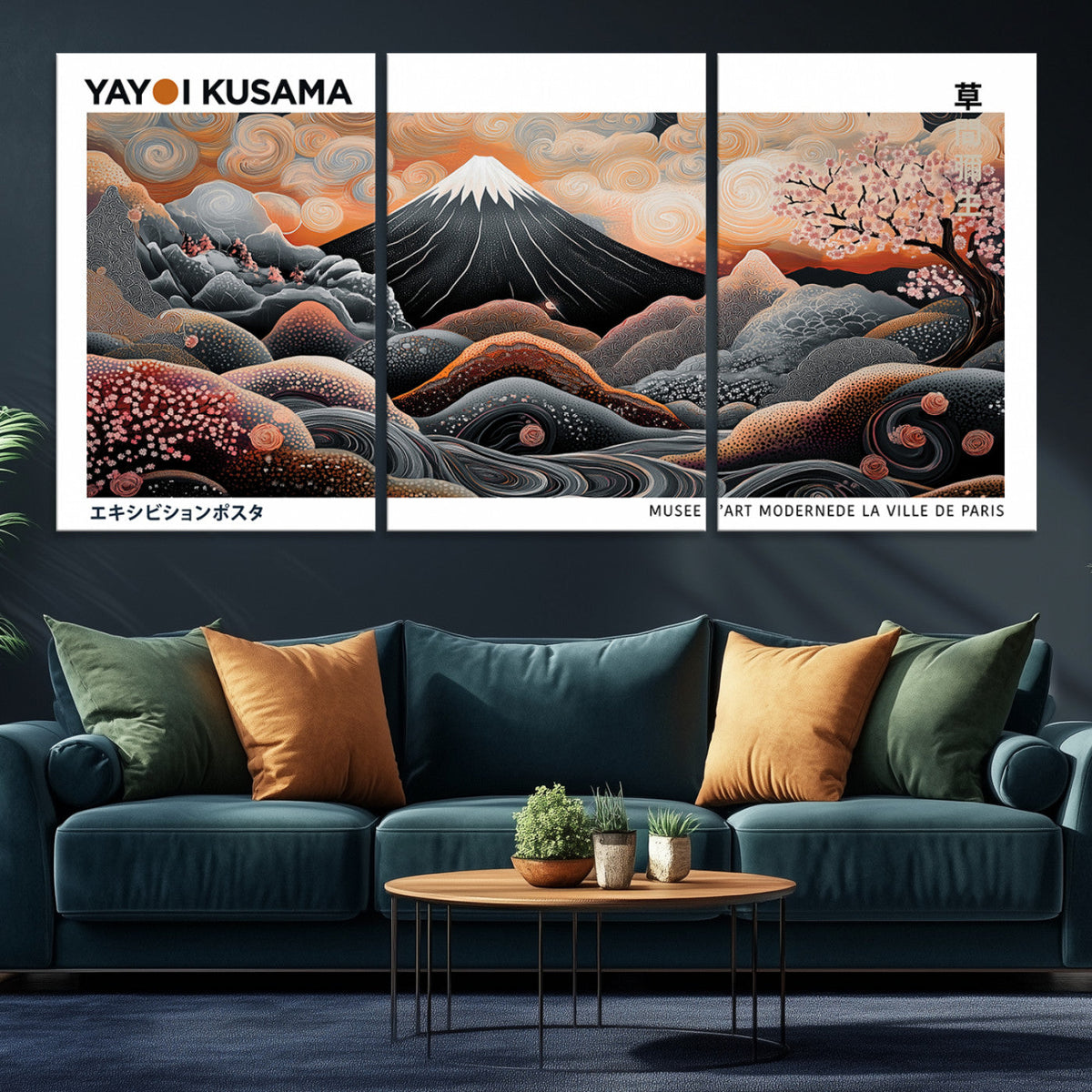 Modern Japanese Wall Art Canvas Print – Framed Yayoi Kusama