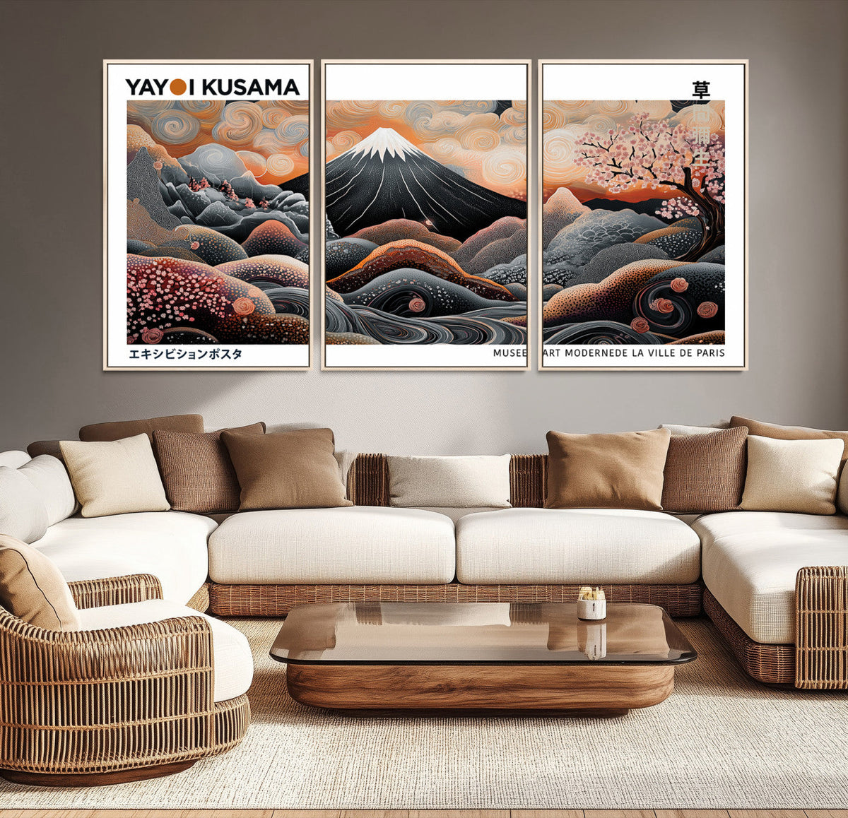 Modern Japanese Wall Art Canvas Print – Framed Yayoi Kusama