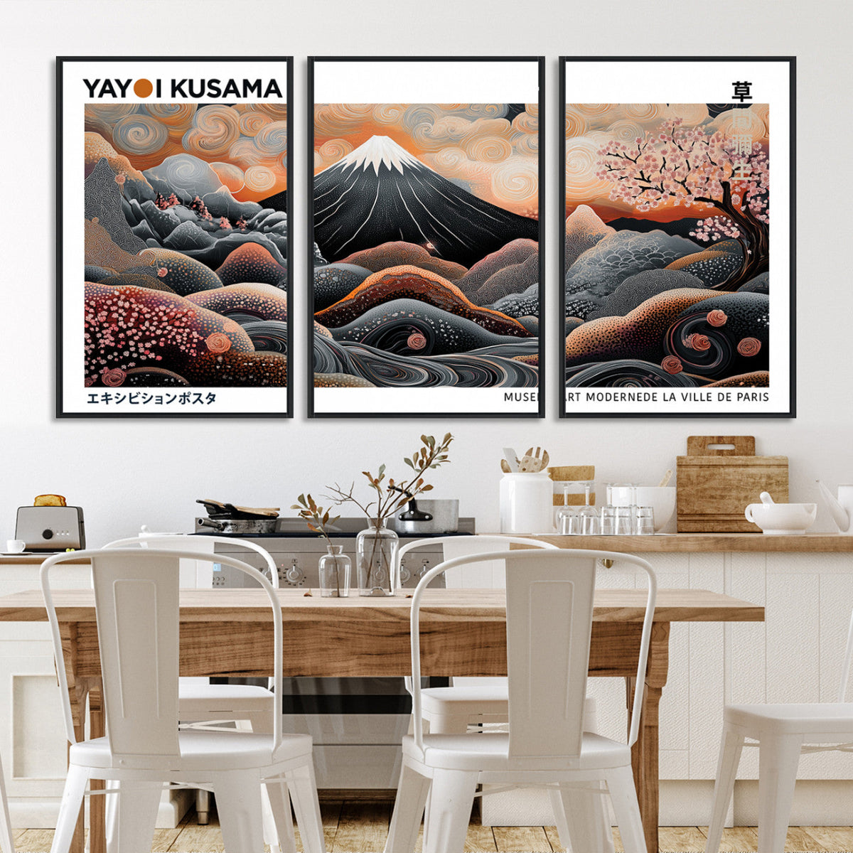 Modern Japanese Wall Art Canvas Print – Framed Yayoi Kusama