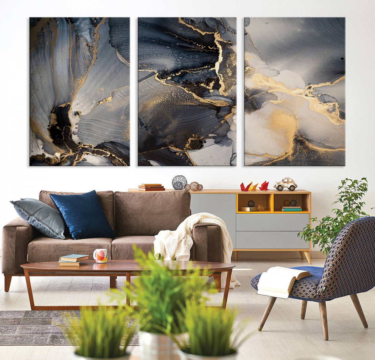 Modern Marble Fluid Effect Wall Art Abstract Canvas Wall Art