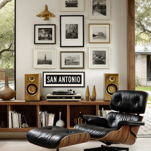 Framed San Antonio Bus Scroll Sign