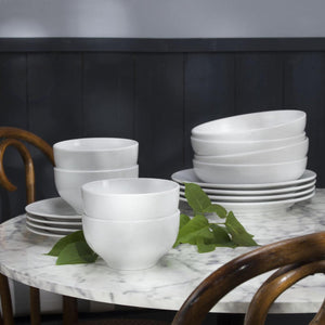 Mont Blanc 16 Piece Classic Rim Shape Double Bowl Dinnerware Set Service For 4 - Euro Ceramica 