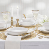 Mont Blanc 16 Piece Classic Rim Shape Double Bowl Dinnerware Set Service For 4 - Euro Ceramica 