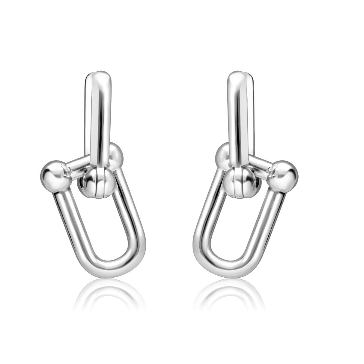 U-Shape Ball Chain Chunky Gold Plated Earring with Gift Pouch