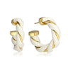 Gold-Plated Twisted Leather Hoop Earrings with Gift Pouch
