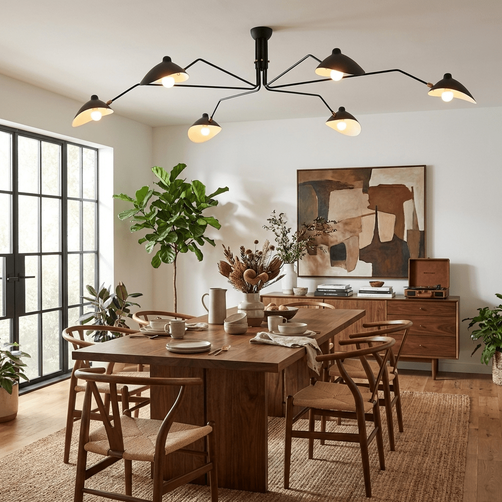 Arachnia | Suspended 3-Arm Ceiling Light with Rotating Reflectors, Black or White Finish