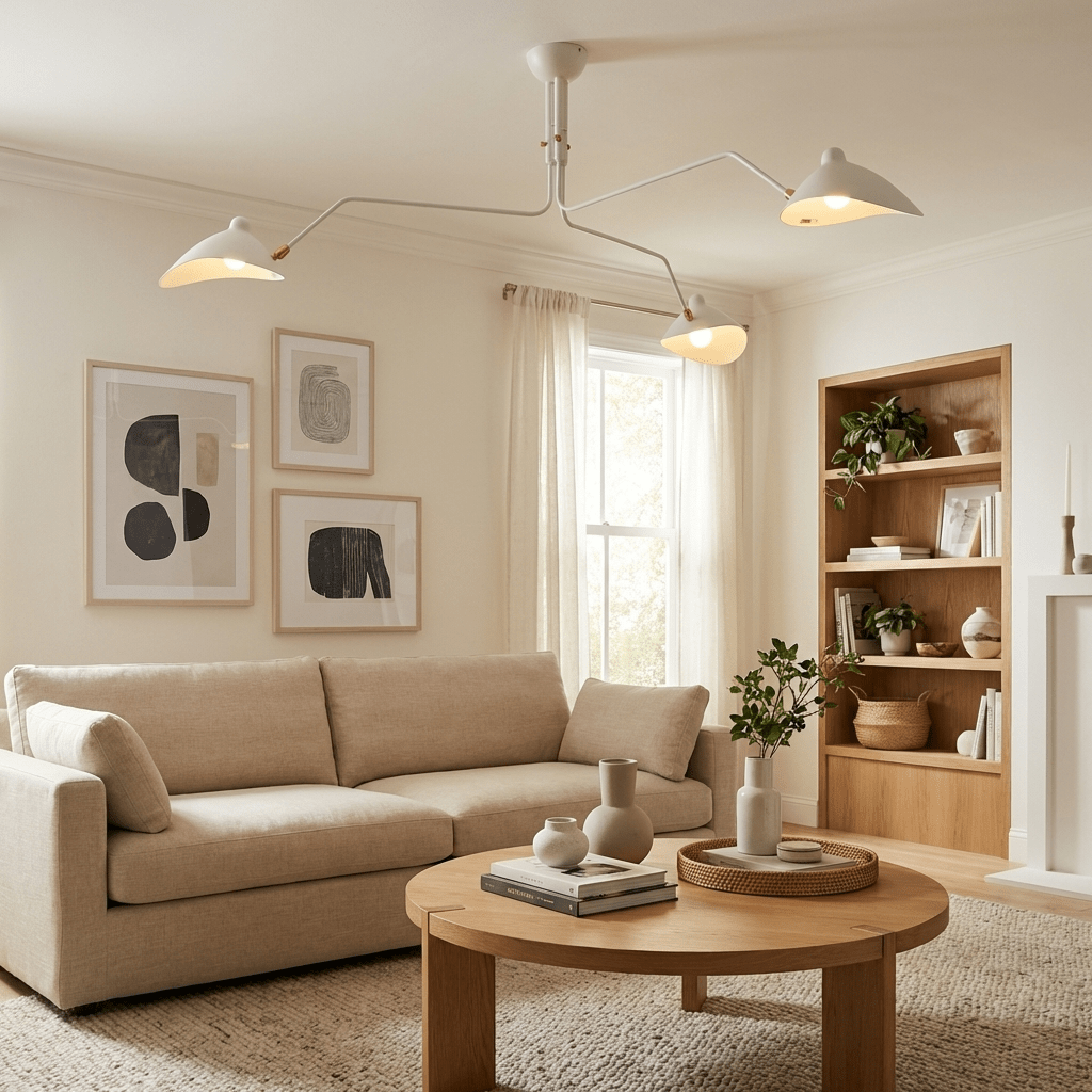 Arachnia | Suspended 3-Arm Ceiling Light with Rotating Reflectors, Black or White Finish