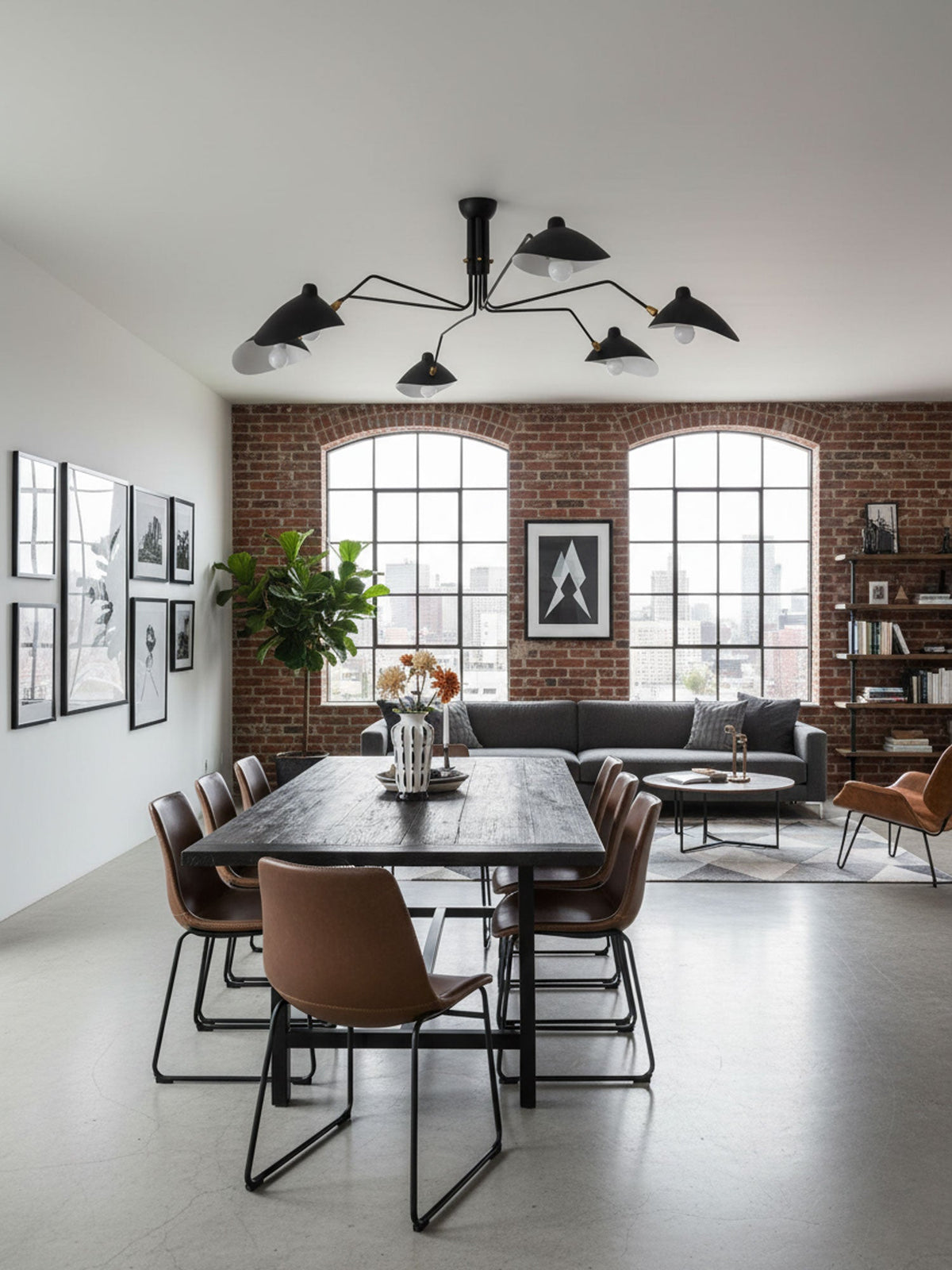 Arachnia | Suspended 3-Arm Ceiling Light with Rotating Reflectors, Black or White Finish