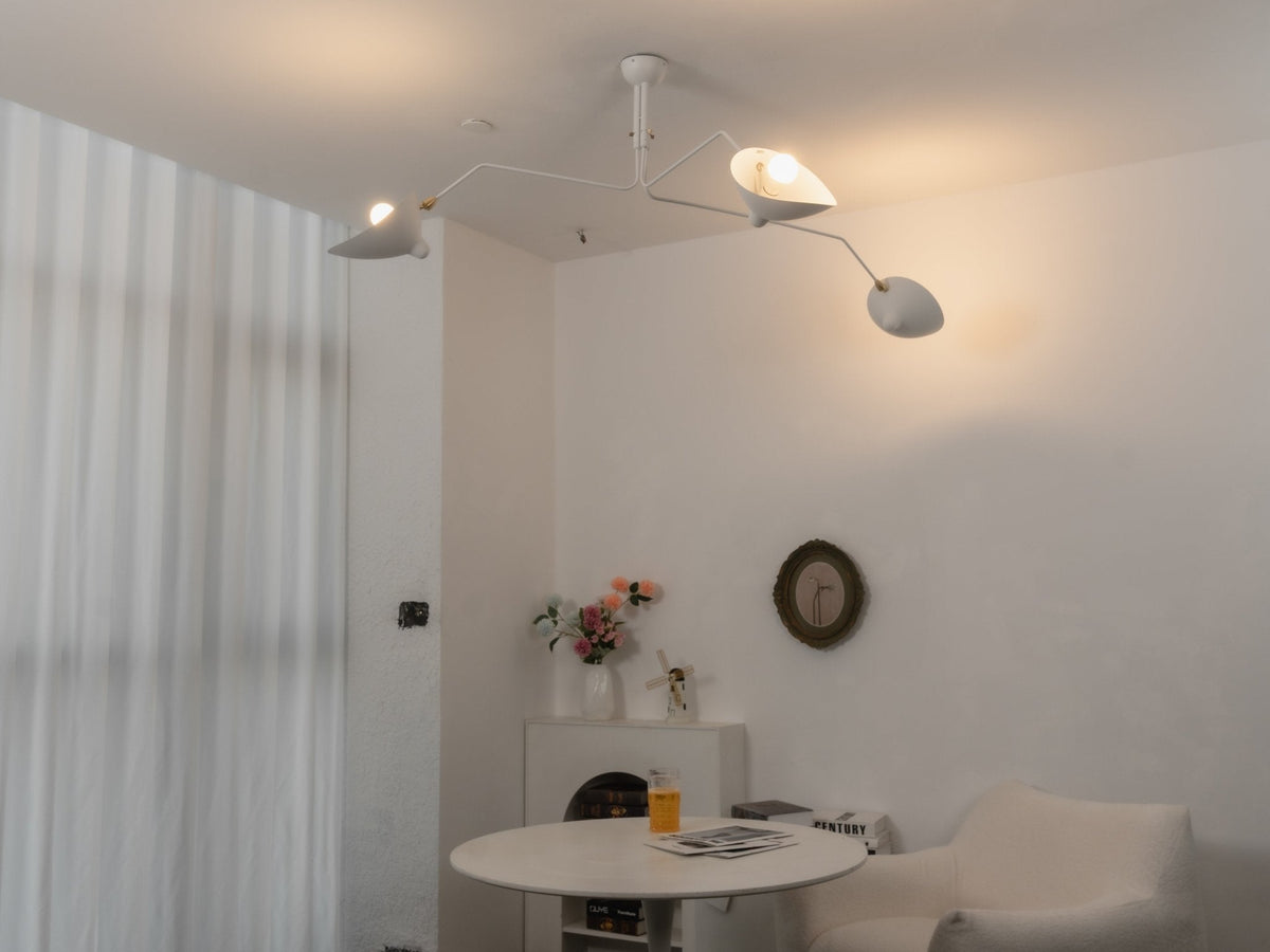 Arachnia | Suspended 3-Arm Ceiling Light with Rotating Reflectors, Black or White Finish