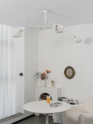 Arachnia | Suspended 3-Arm Ceiling Light with Rotating Reflectors, Black or White Finish