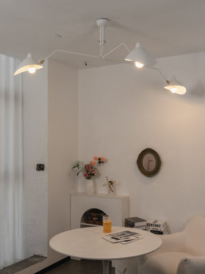 Arachnia | Suspended 3-Arm Ceiling Light with Rotating Reflectors, Black or White Finish