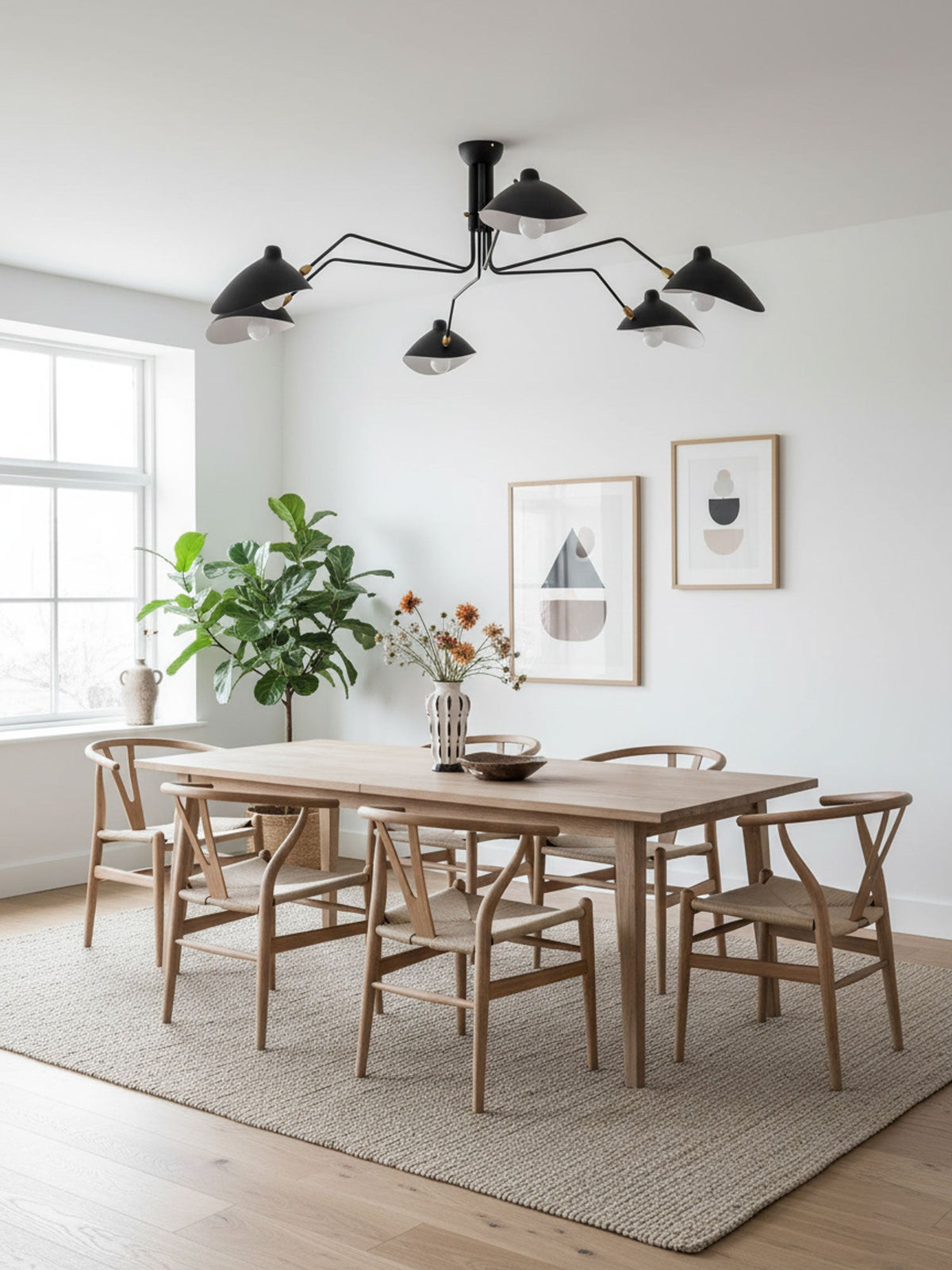 Arachnia | Suspended 3-Arm Ceiling Light with Rotating Reflectors, Black or White Finish