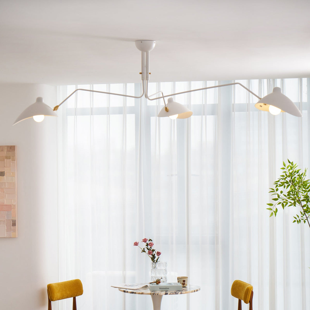 Arachnia | Suspended 3-Arm Ceiling Light with Rotating Reflectors, Black or White Finish