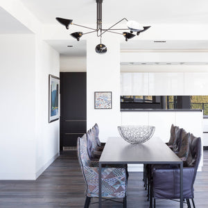 Arachnia | Suspended 3-Arm Ceiling Light with Rotating Reflectors, Black or White Finish
