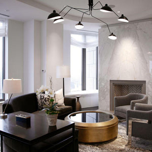 Arachnia | Suspended 3-Arm Ceiling Light with Rotating Reflectors, Black or White Finish