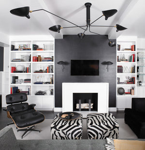 Arachnia | Suspended 3-Arm Ceiling Light with Rotating Reflectors, Black or White Finish