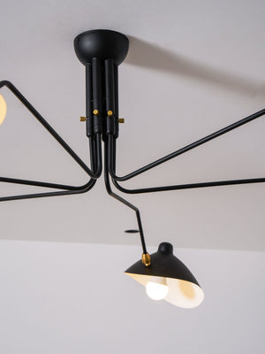 Arachnia | Suspended 3-Arm Ceiling Light with Rotating Reflectors, Black or White Finish