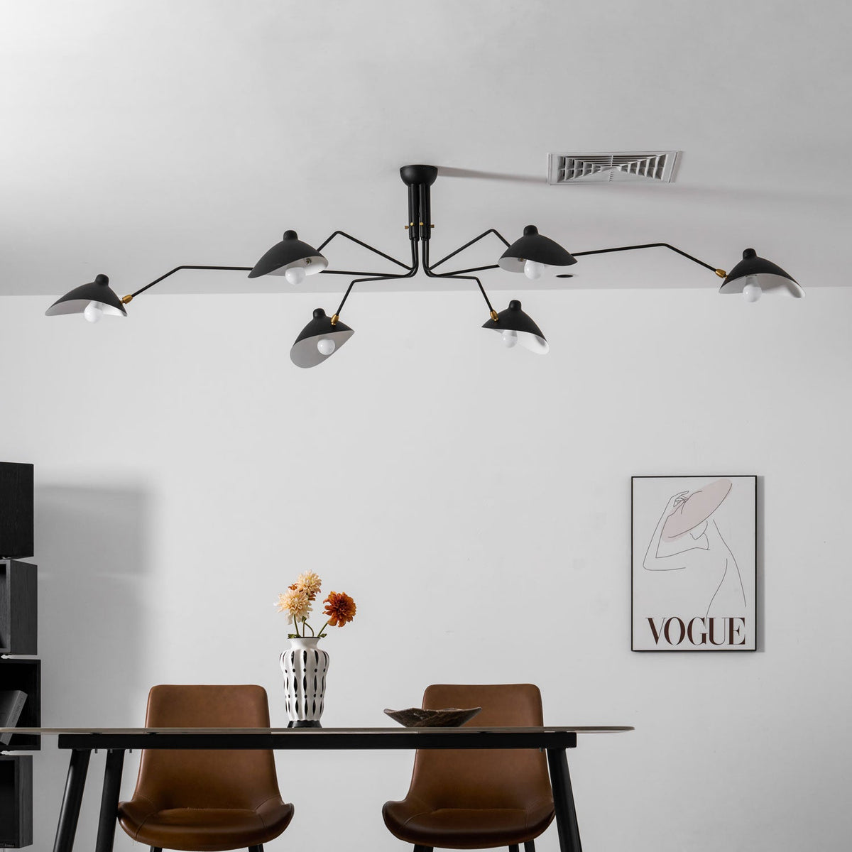 Arachnia | Suspended 3-Arm Ceiling Light with Rotating Reflectors, Black or White Finish