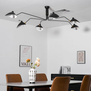 Arachnia | Suspended 3-Arm Ceiling Light with Rotating Reflectors, Black or White Finish