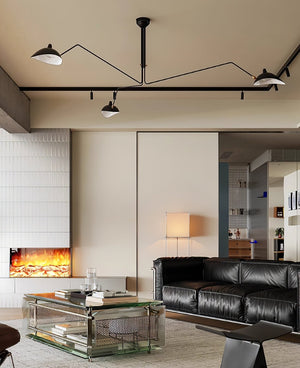 Arachnia | Suspended 3-Arm Ceiling Light with Rotating Reflectors, Black or White Finish