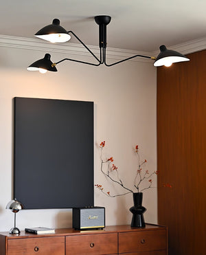 Arachnia | Suspended 3-Arm Ceiling Light with Rotating Reflectors, Black or White Finish