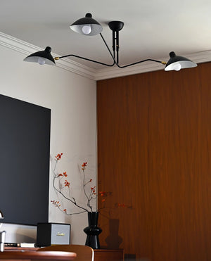Arachnia | Suspended 3-Arm Ceiling Light with Rotating Reflectors, Black or White Finish