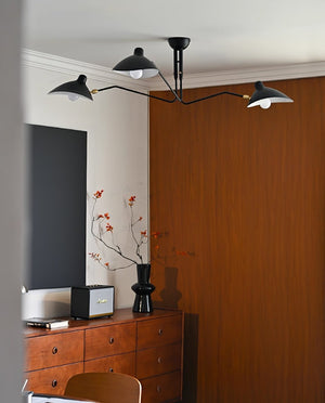 Arachnia | Suspended 3-Arm Ceiling Light with Rotating Reflectors, Black or White Finish