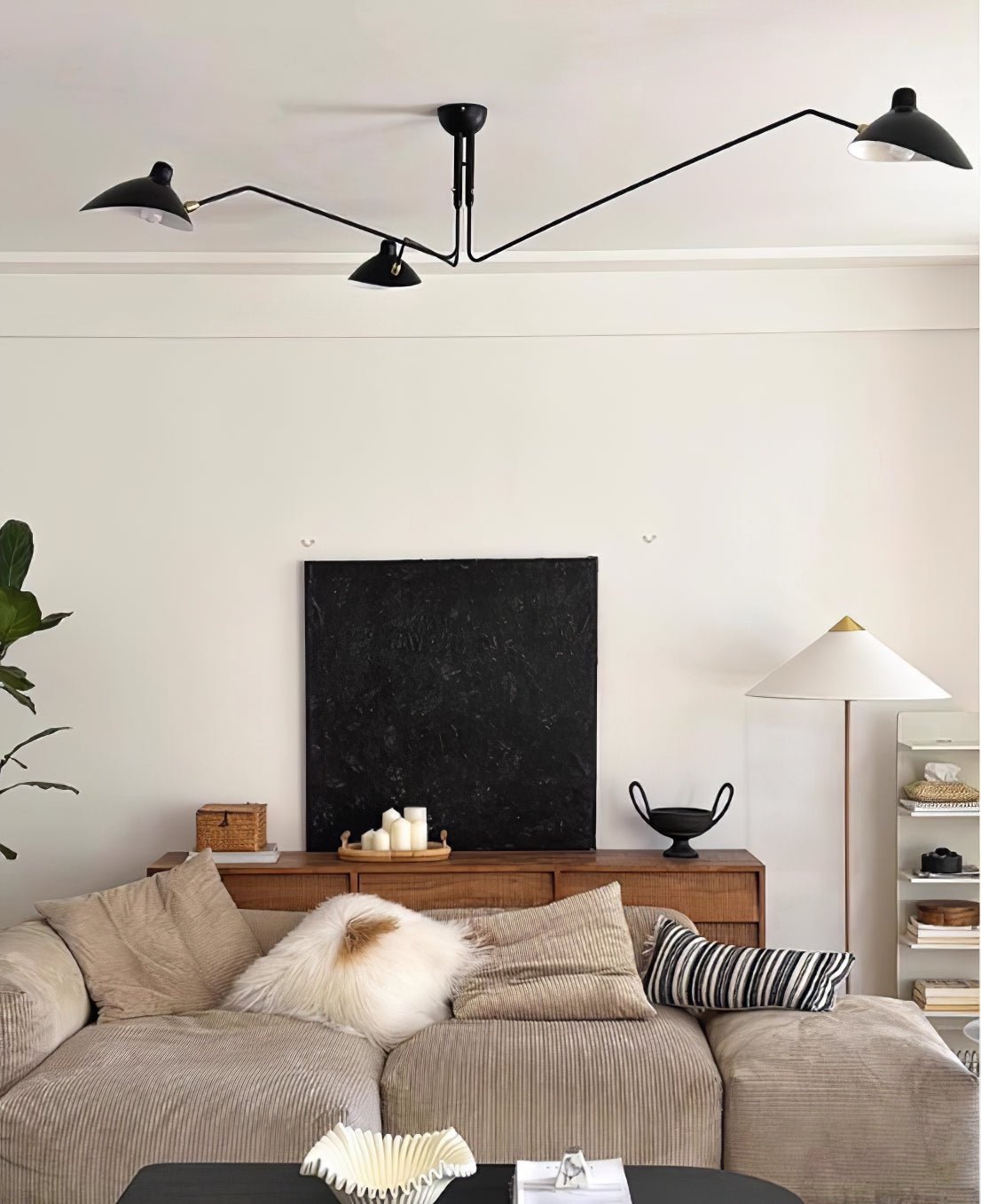 Arachnia | Suspended 3-Arm Ceiling Light with Rotating Reflectors, Black or White Finish