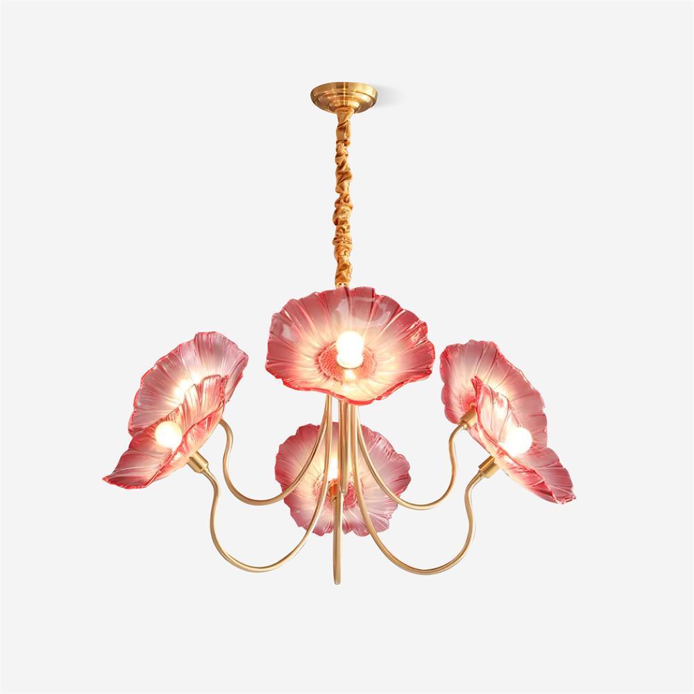 Murano Glass Flowers Chandelier Frosted Leaf Ceiling Light