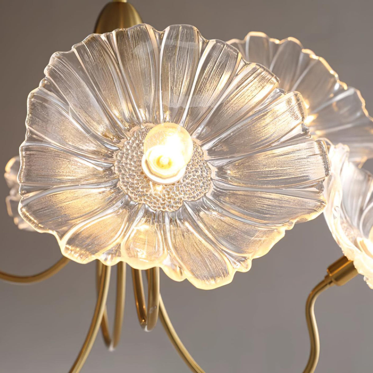 Murano Glass Flowers Chandelier Frosted Leaf Ceiling Light