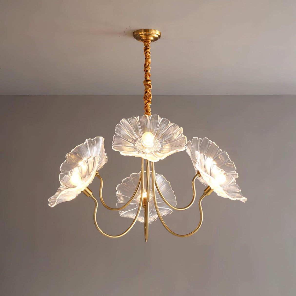 Murano Glass Flowers Chandelier Frosted Leaf Ceiling Light