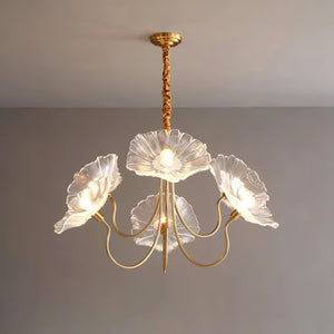 Murano Glass Flowers Chandelier Frosted Leaf Ceiling Light
