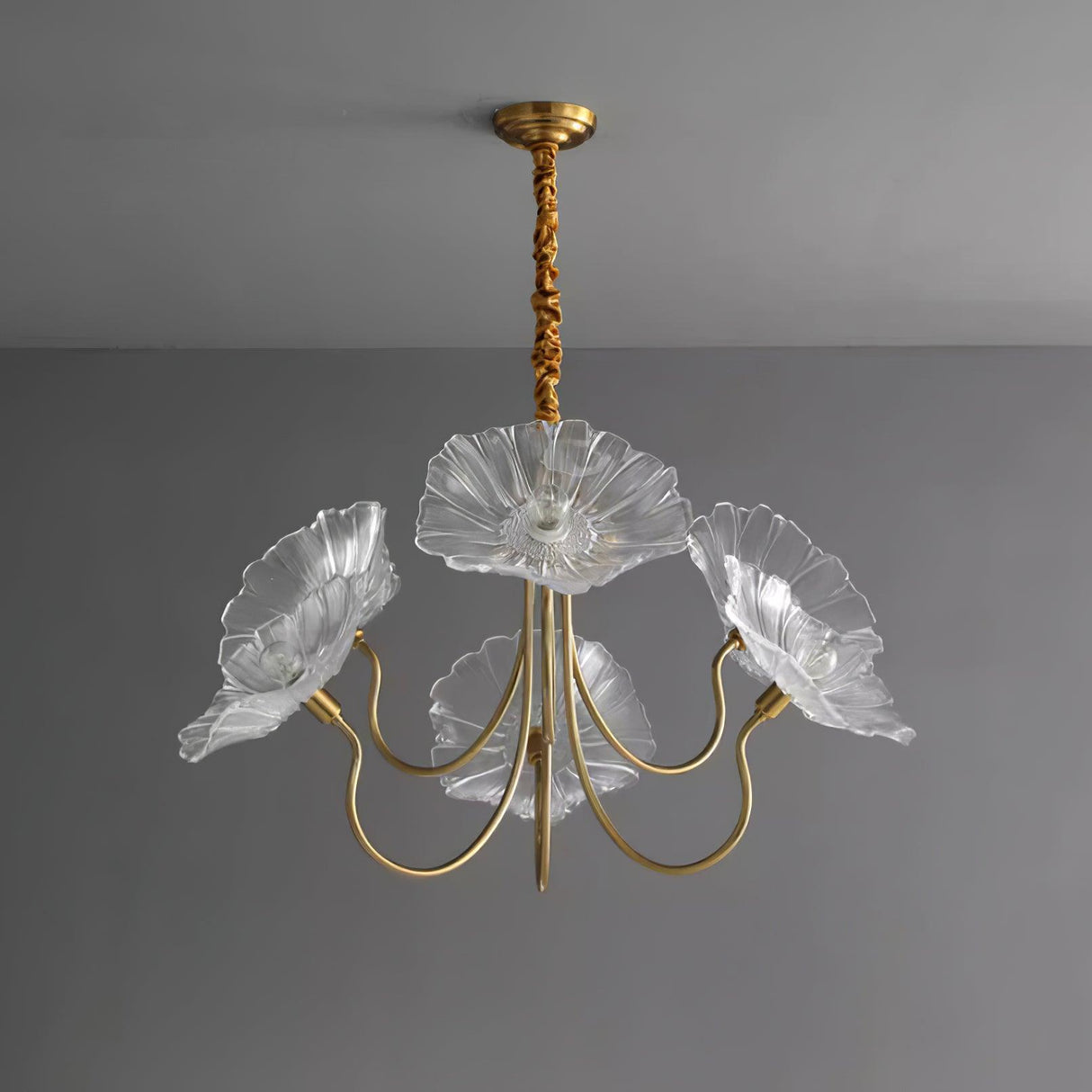 Murano Glass Flowers Chandelier Frosted Leaf Ceiling Light