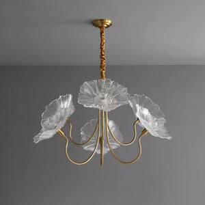 Murano Glass Flowers Chandelier Frosted Leaf Ceiling Light