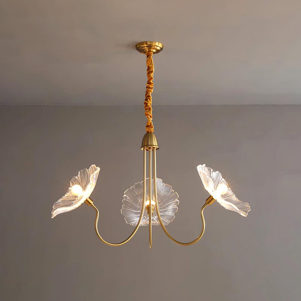 Murano Glass Flowers Chandelier Frosted Leaf Ceiling Light