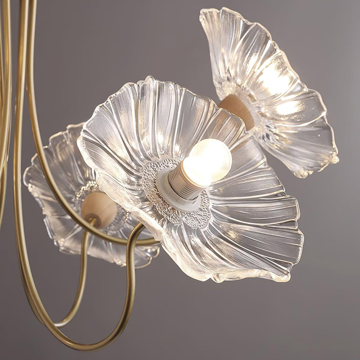 Murano Glass Flowers Chandelier Frosted Leaf Ceiling Light