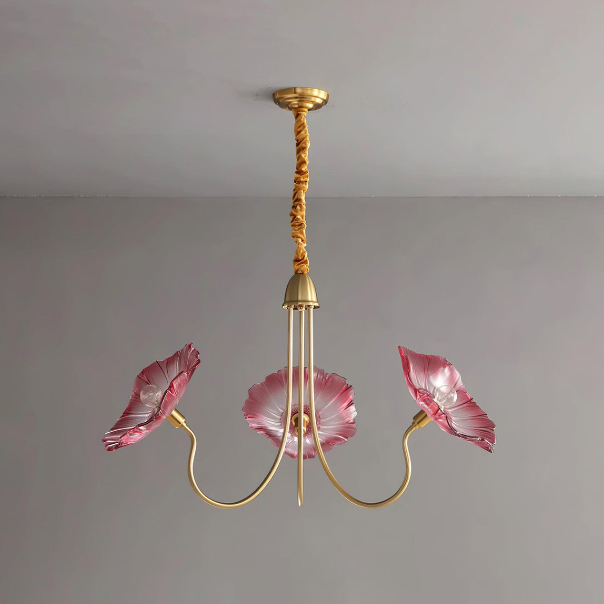 Murano Glass Flowers Chandelier Frosted Leaf Ceiling Light