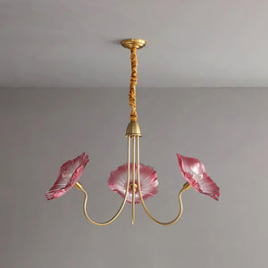 Murano Glass Flowers Chandelier Frosted Leaf Ceiling Light