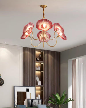 Murano Glass Flowers Chandelier Frosted Leaf Ceiling Light
