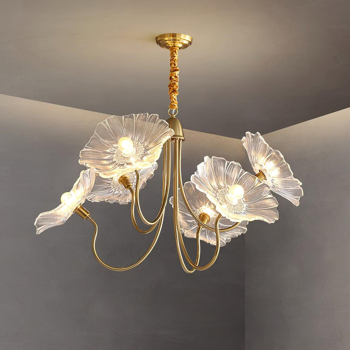 Murano Glass Flowers Chandelier Frosted Leaf Ceiling Light