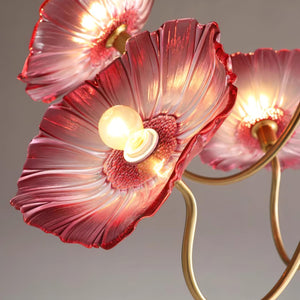 Murano Glass Flowers Chandelier Frosted Leaf Ceiling Light