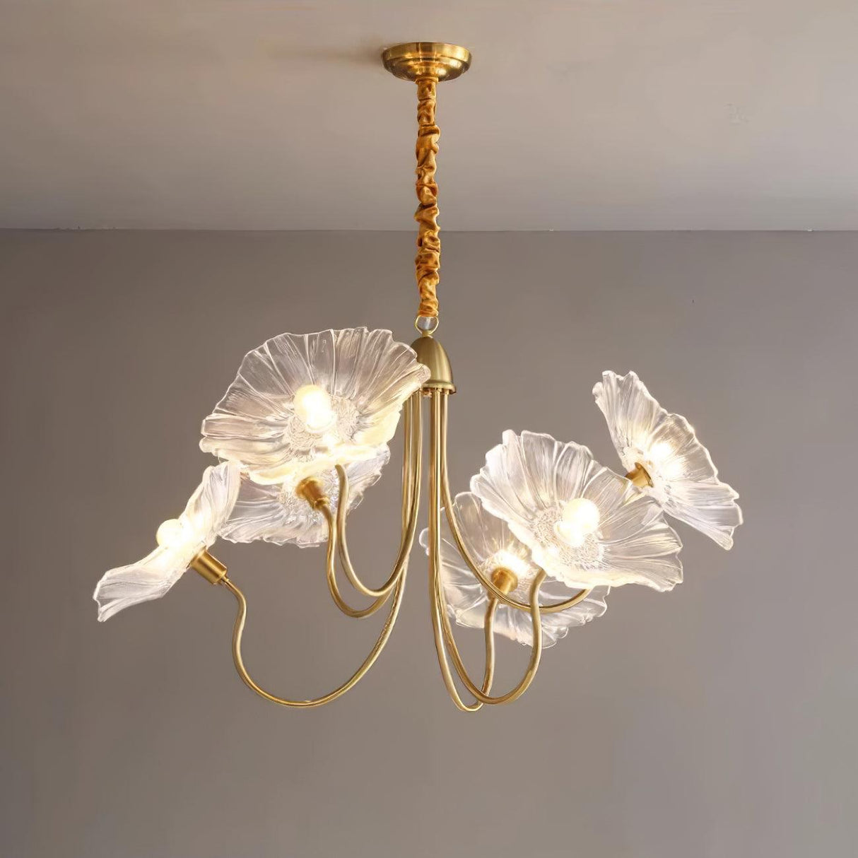 Murano Glass Flowers Chandelier Frosted Leaf Ceiling Light