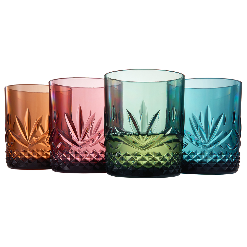 Onix Acrylic Crystal Lowball Glassware, Set of 4