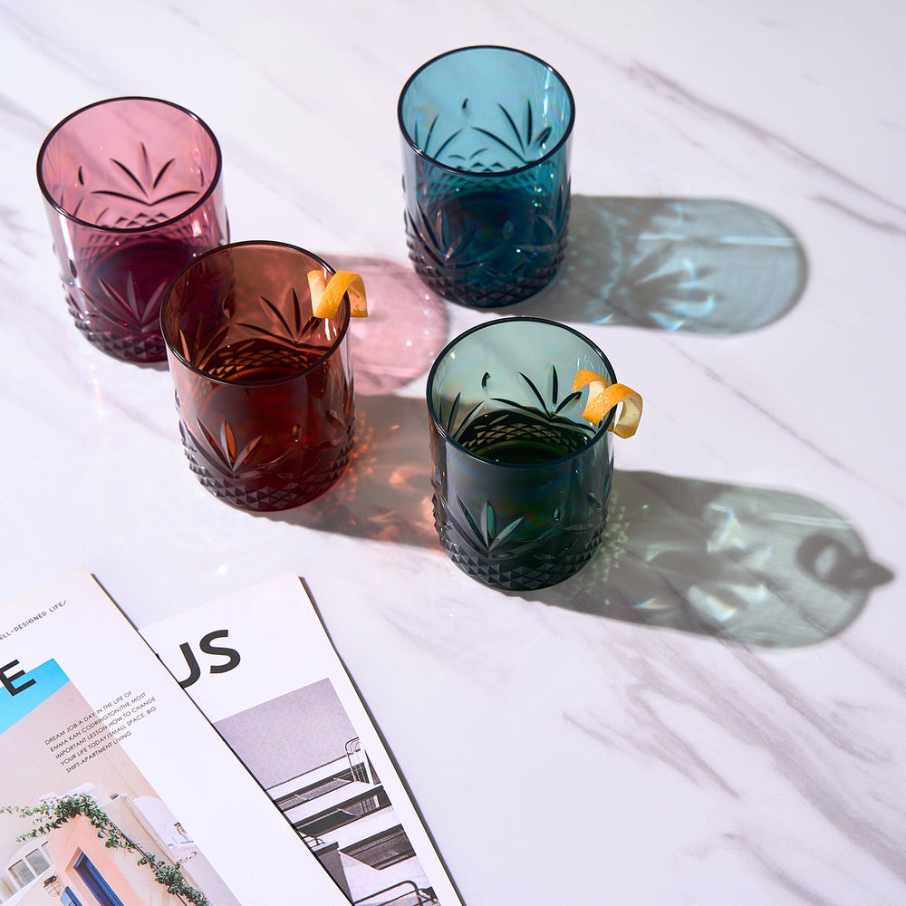 Onix Acrylic Crystal Lowball Glassware, Set of 4