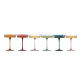 Tonal Ribbed Champagne Coupe, Cocktail Glassware, Set of 6