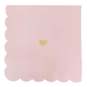 Pink with Gold Heart Cocktail Napkins