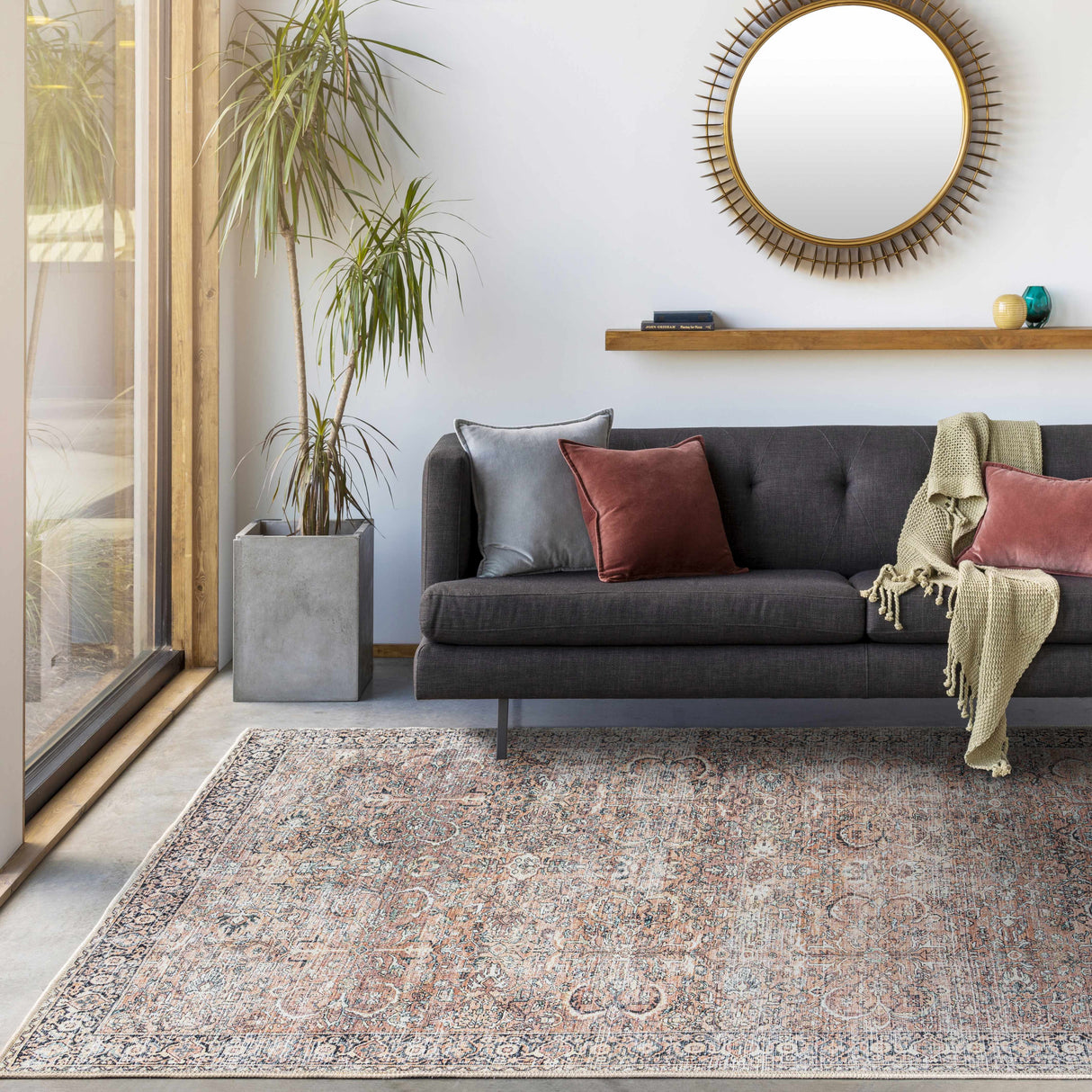 Peach Noda Vintage Washable Area Rug - Clearance