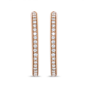 18K Rose Gold 1/5 Cttw Round Diamond Hoop Earrings (F-G Color, VS1-VS2 Clarity)
