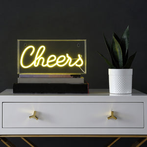 Cheers Contemporary Glam Acrylic Box USB Operated LED Neon Light