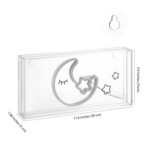 Moon Contemporary Glam Acrylic Box USB Operated LED Neon Light